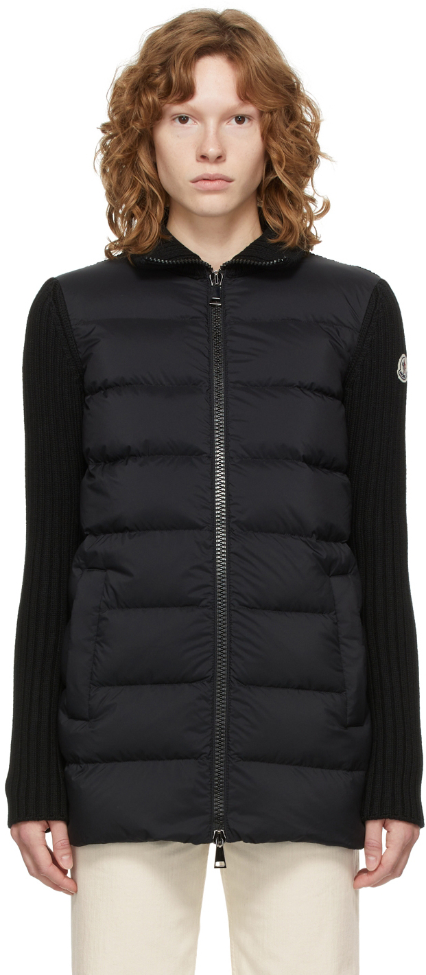 Quilted down & on sale knit cardigan moncler