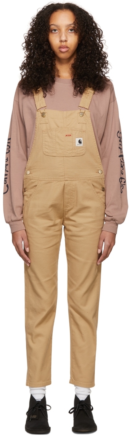 Beige Bib Overalls by Carhartt Work In Progress on Sale