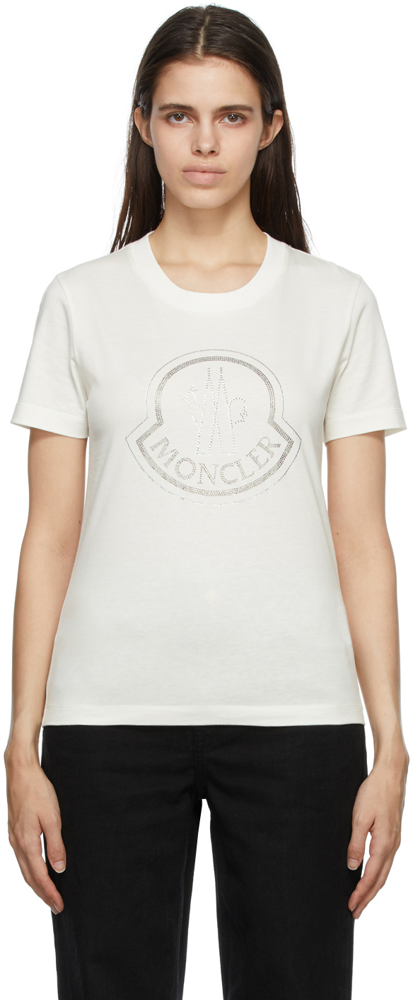 Moncler Off-White Crystal-Cut Logo T-Shirt