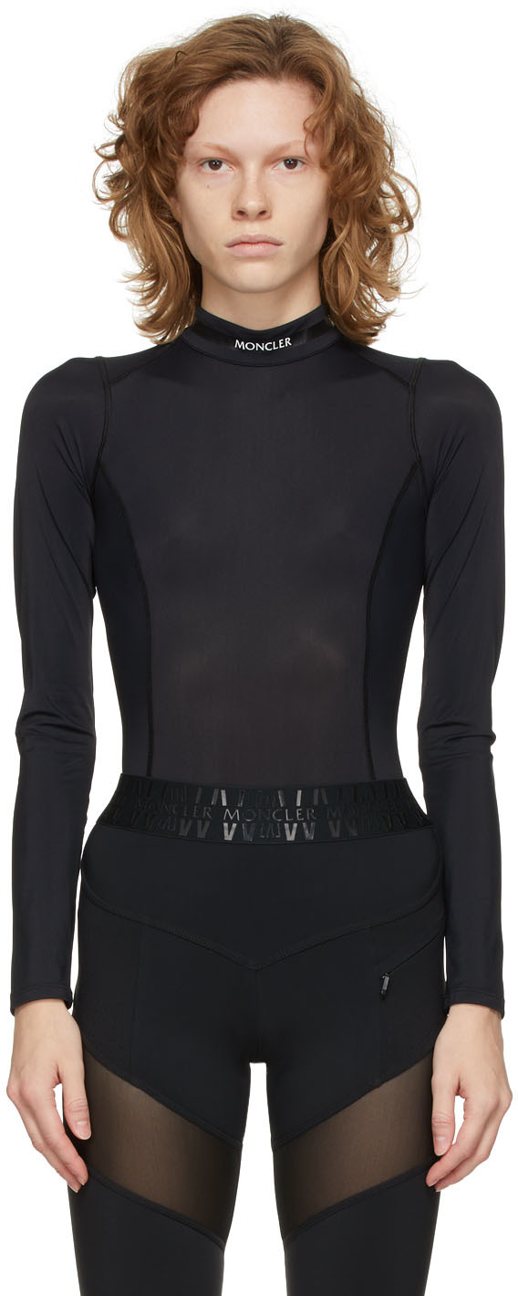 Moncler Black Logo Open Back Bodysuit