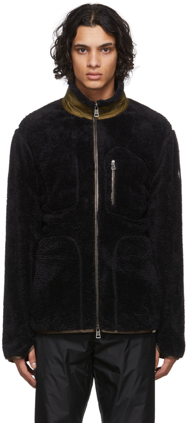 Moncler Black Recycled Fleece Zip-Up Sweater