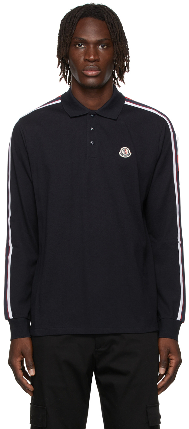 Moncler Cotton Logo Long Sleeve Polo