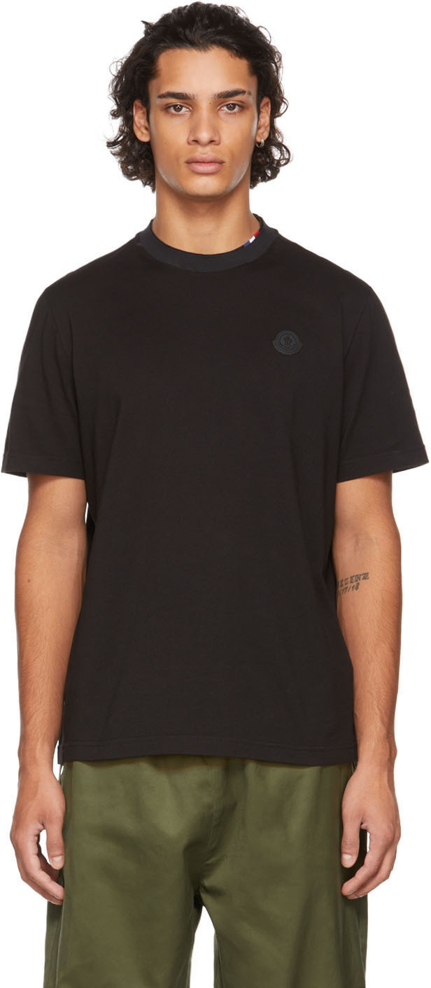 Moncler Black Layered Collar T-Shirt