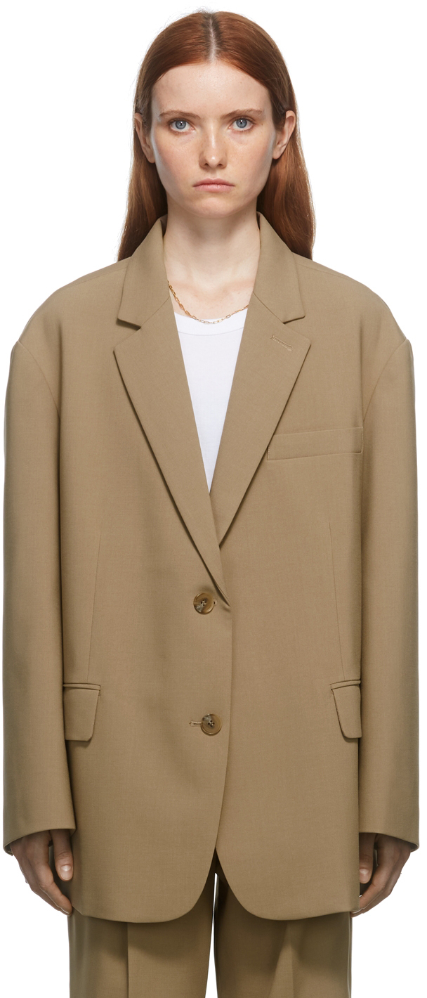 The Frankie Shop Taupe Bea Boxy Blazer | Smart Closet