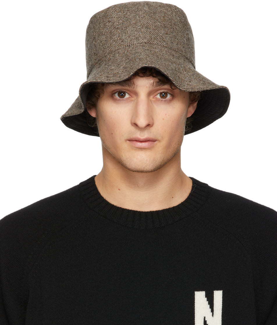 Black Reversible Wool Bucket Hat 