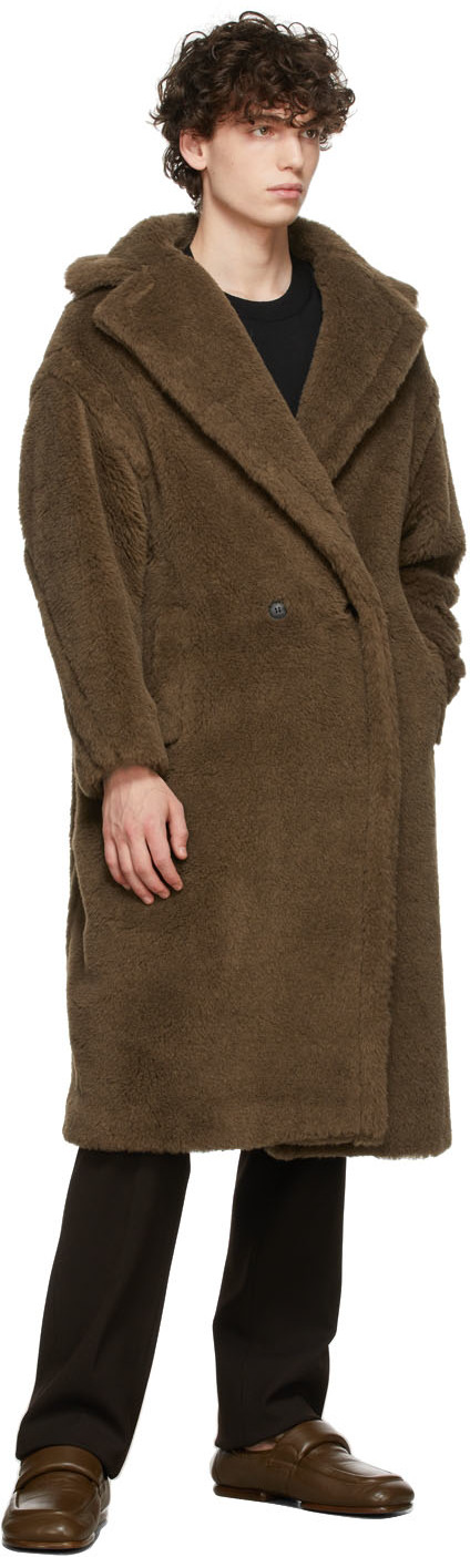 MAX MARA: Teddy coat in wool and silk blend - Dove Grey