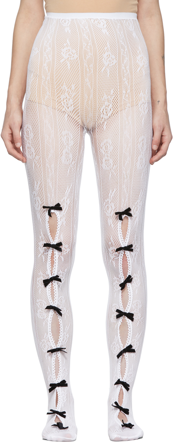 Nodress Black \u0026 White Bow Lace Tights 