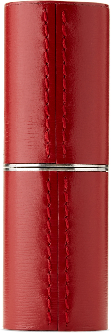 Refillable Leather Lipstick Case - Red