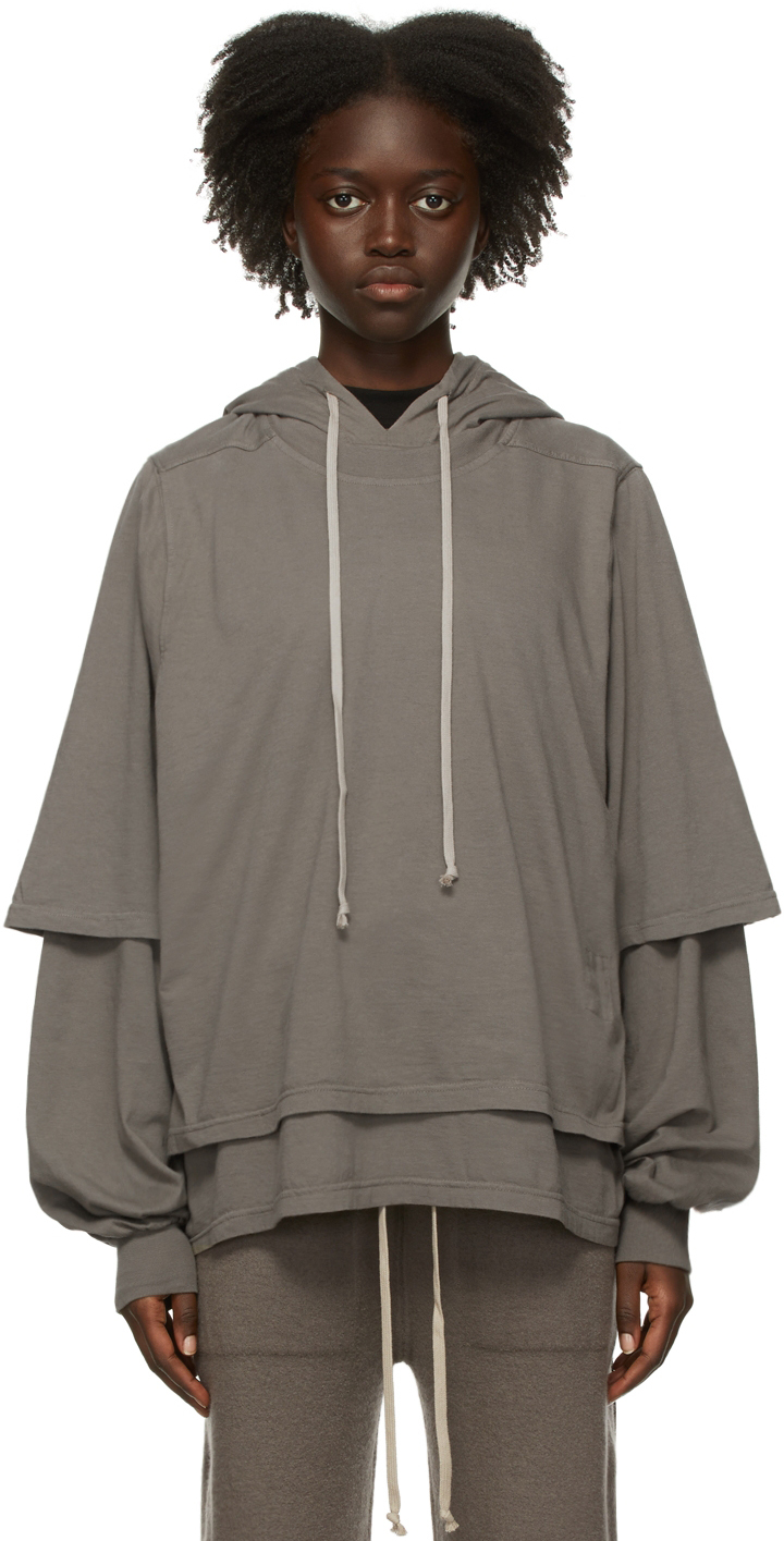 Rick Owens Drkshdw Taupe Organic Cotton Hustler Hoodie | Smart Closet