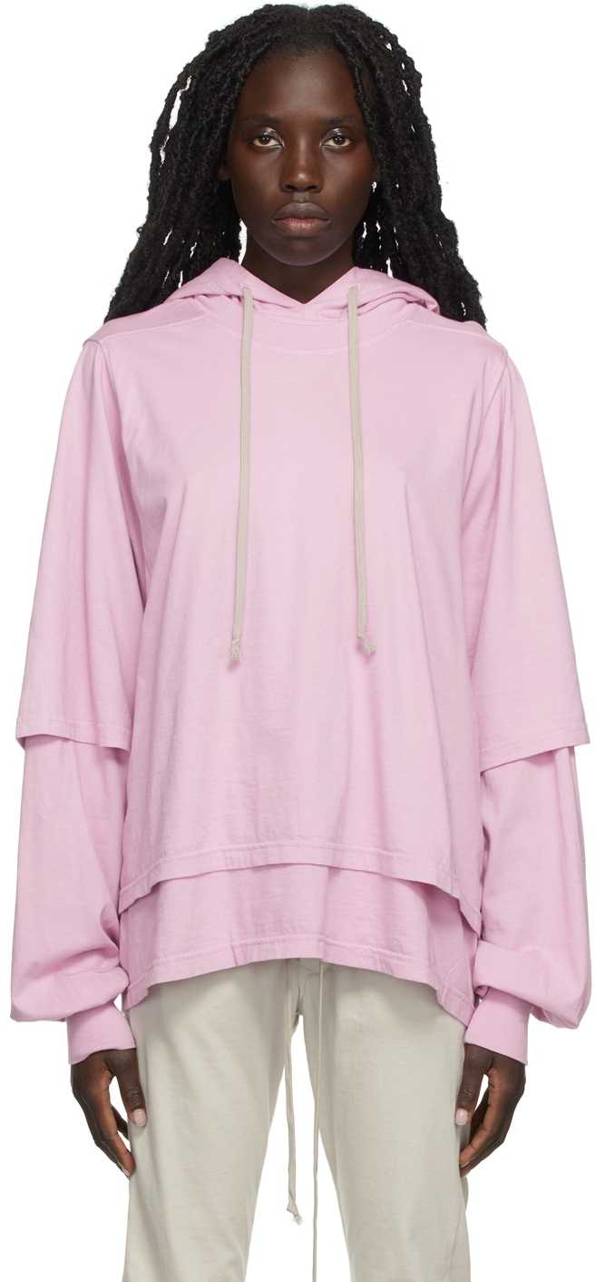 Rick Owens Drkshdw Pink Layered Hustler Hoodie | Smart Closet