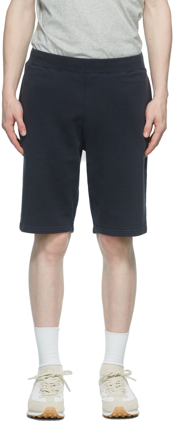 Navy French Terry Shorts by Sunspel on Sale