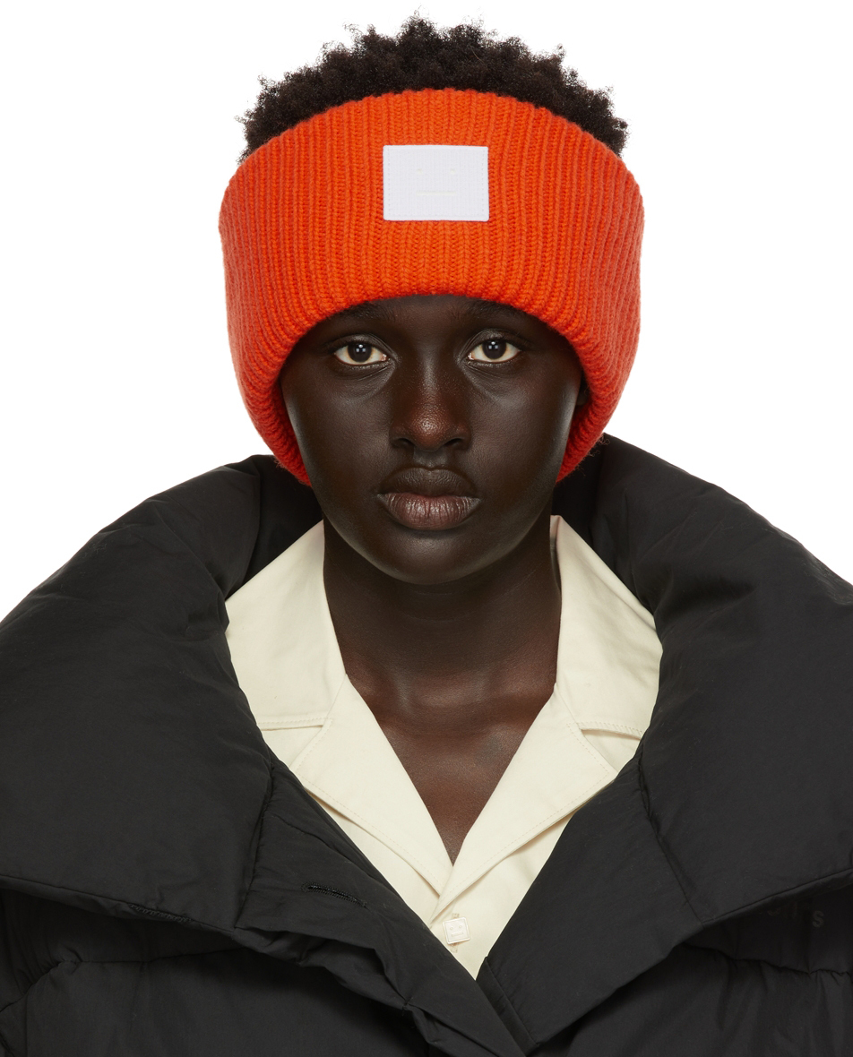 Acne Studios: Orange Face Patch Headband | SSENSE Canada