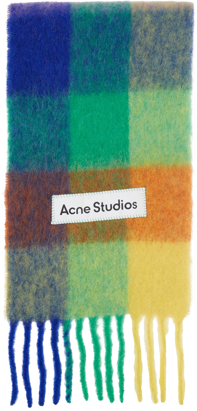 Acne Studios Alpaca & Mohair Large Check Scarf