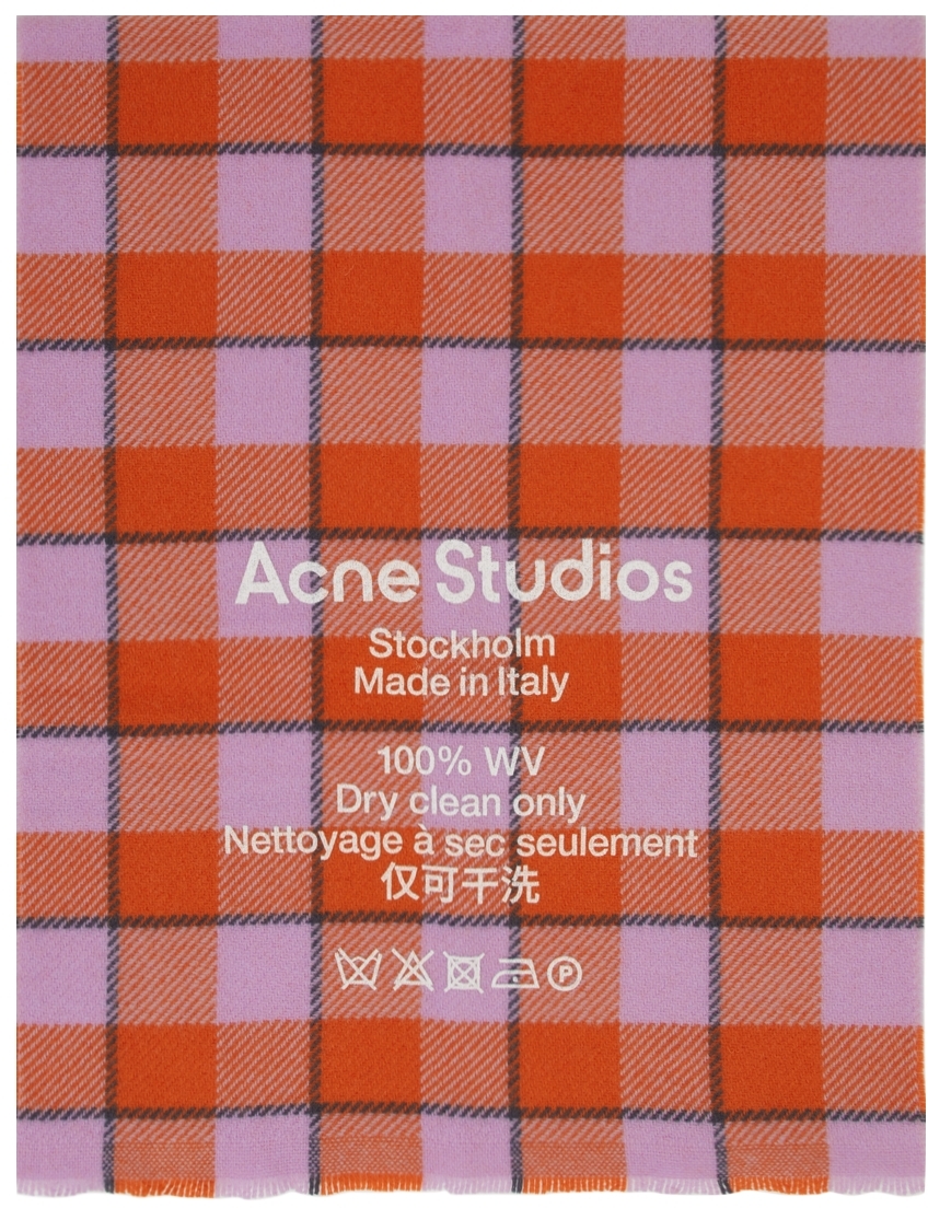 Acne Studios Orange & Purple Wool Check Narrow Scarf