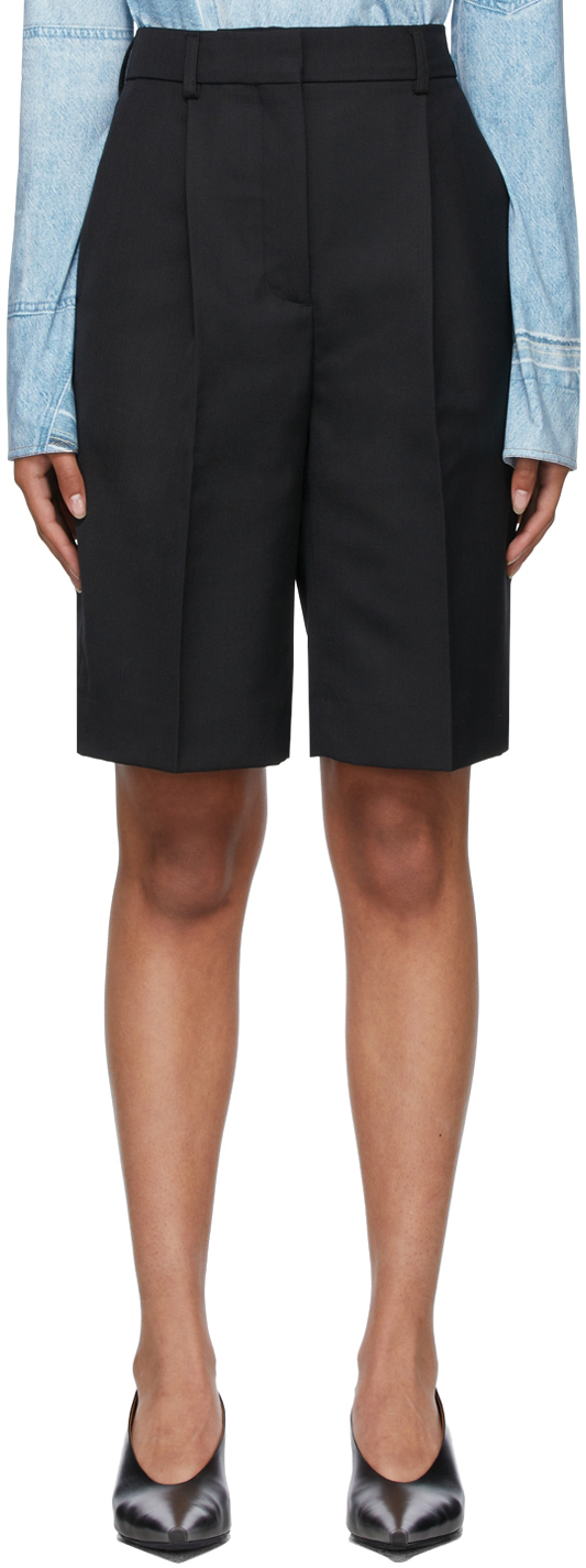 Acne Studios Black Wool Pleated Shorts | Smart Closet