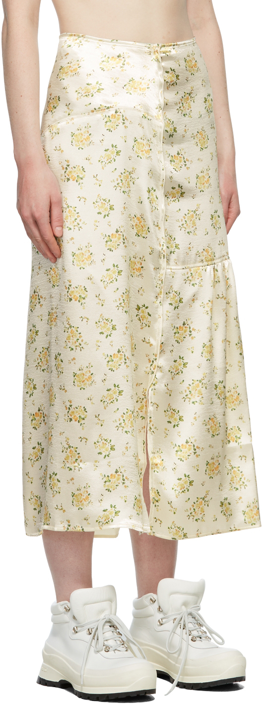 Acne Studios Yellow Satin Floral Skirt | Smart Closet