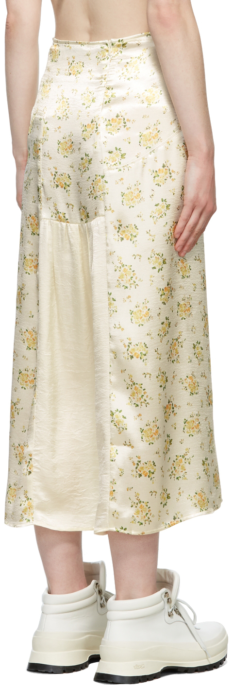 Acne Studios Yellow Satin Floral Skirt | Smart Closet