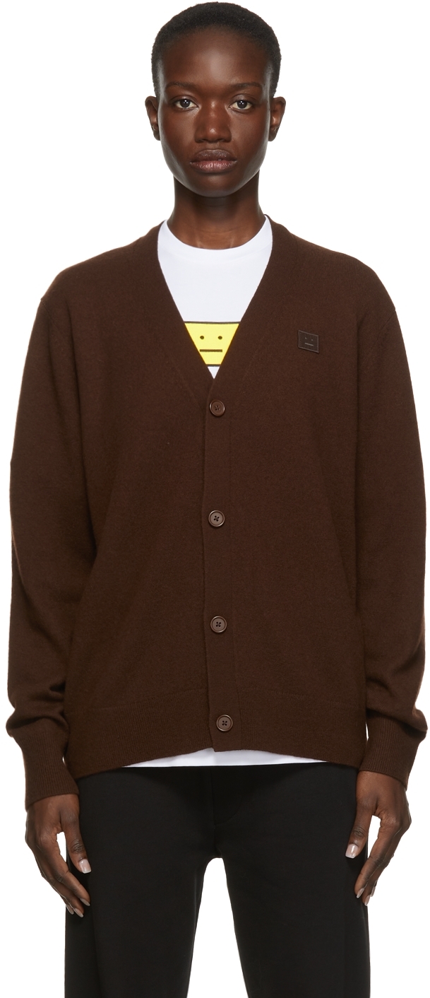 Acne Studios Brown Wool V-Neck Cardigan 
