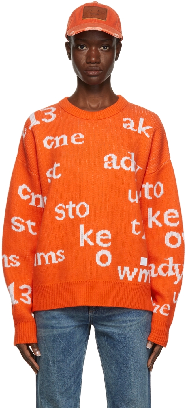Orange Wool Crewneck Sweater by Acne Studios on Sale
