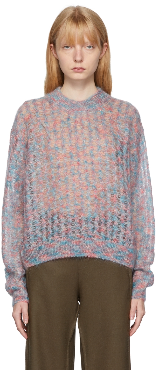 Acne Studios Blue & Pink Mohair Crewneck Sweater