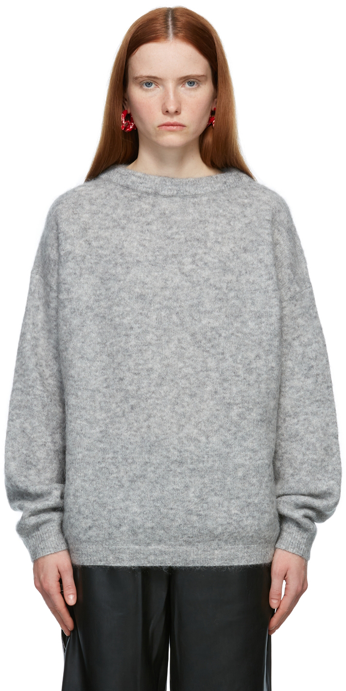 Acne Studios Grey Dramatic Mohair Crewneck Sweater