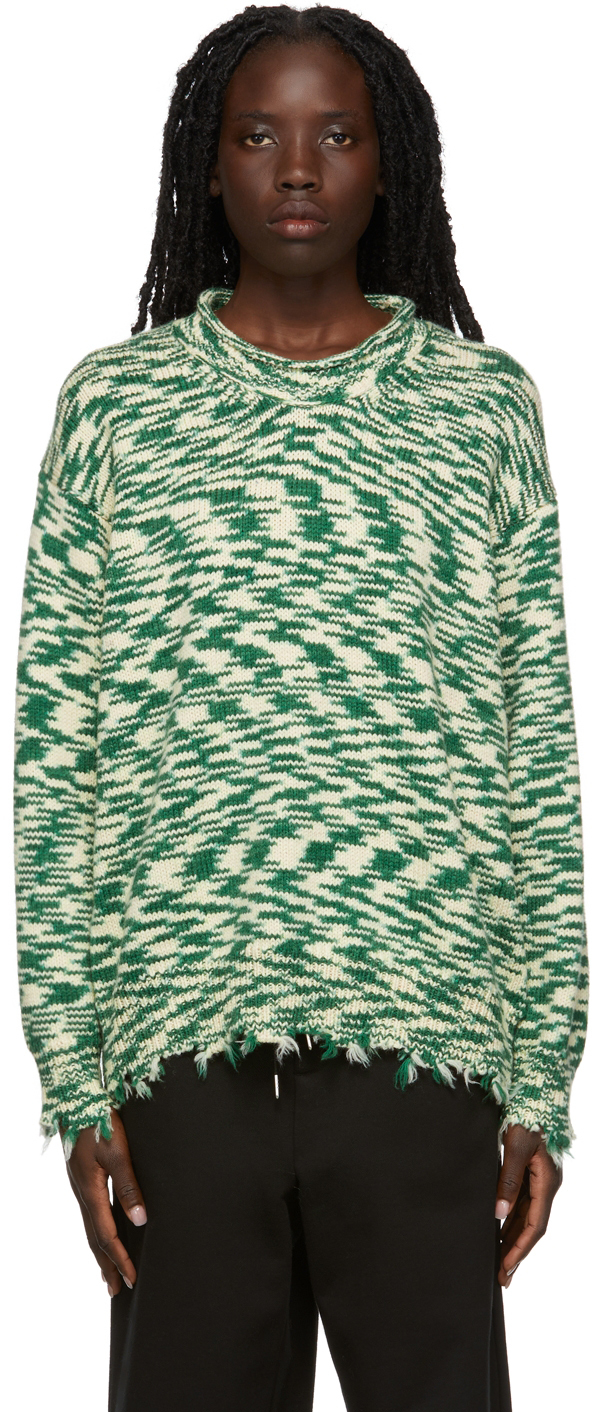 Acne Studios Off-White & Green Space Dye Sweater