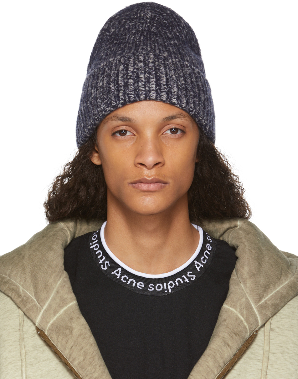Navy Ribbed Beanie by Acne Studios on Sale