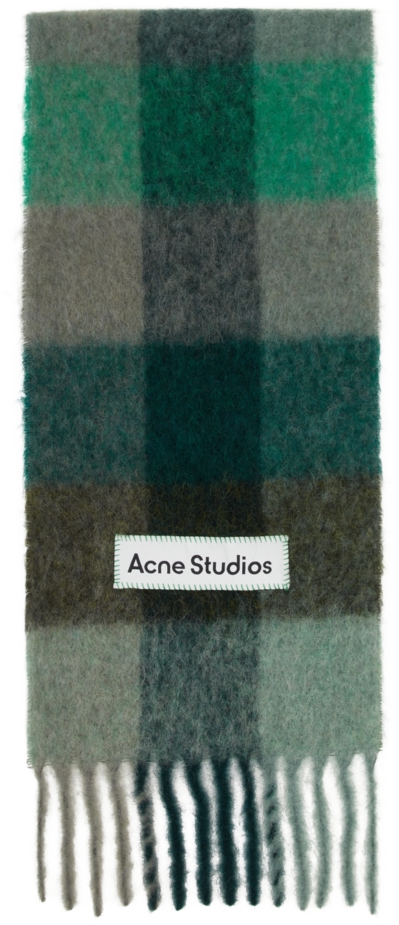 Acne Studios Green Alpaca Check Scarf