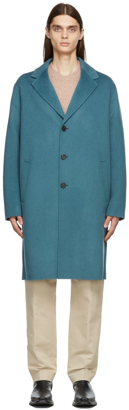 Acne Studios Blue Brushed Wool Coat