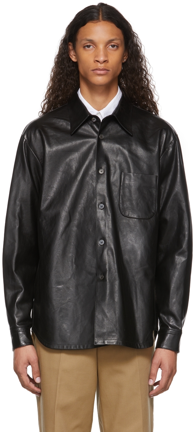 Acne Studios Black Leather Shirt