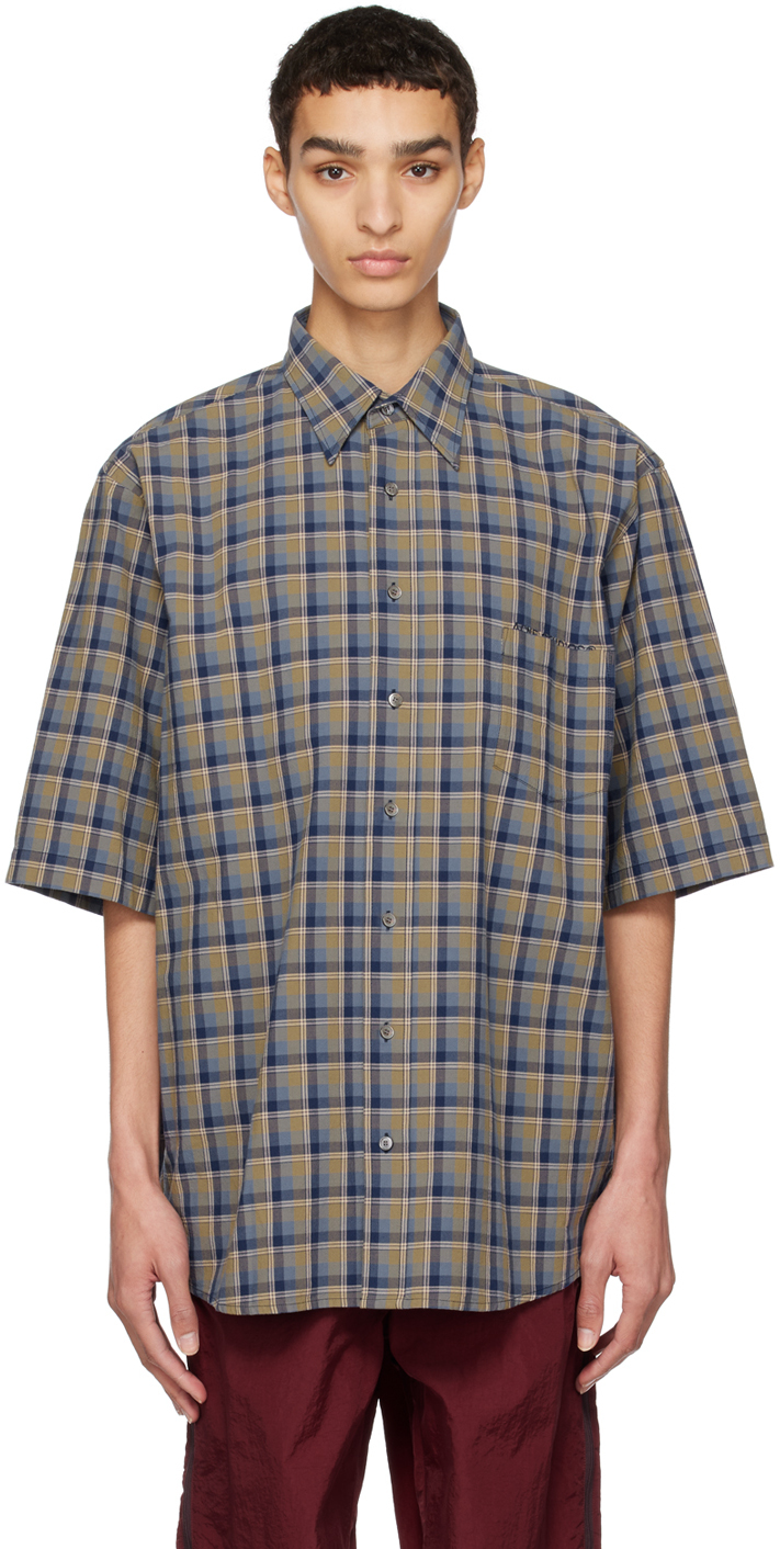 Blue & Green Check Shirt by Acne Studios on Sale