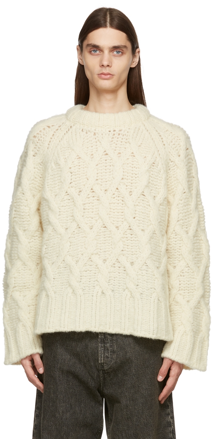 Acne Studios Off-White Chunky Cable Knit Sweater