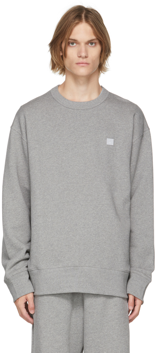 Acne Studios: Grey Logo Crewneck Sweater | SSENSE