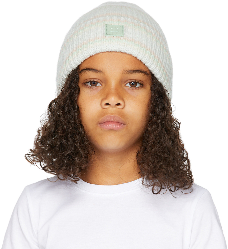 Kids Striped Patch Beanie by Acne 