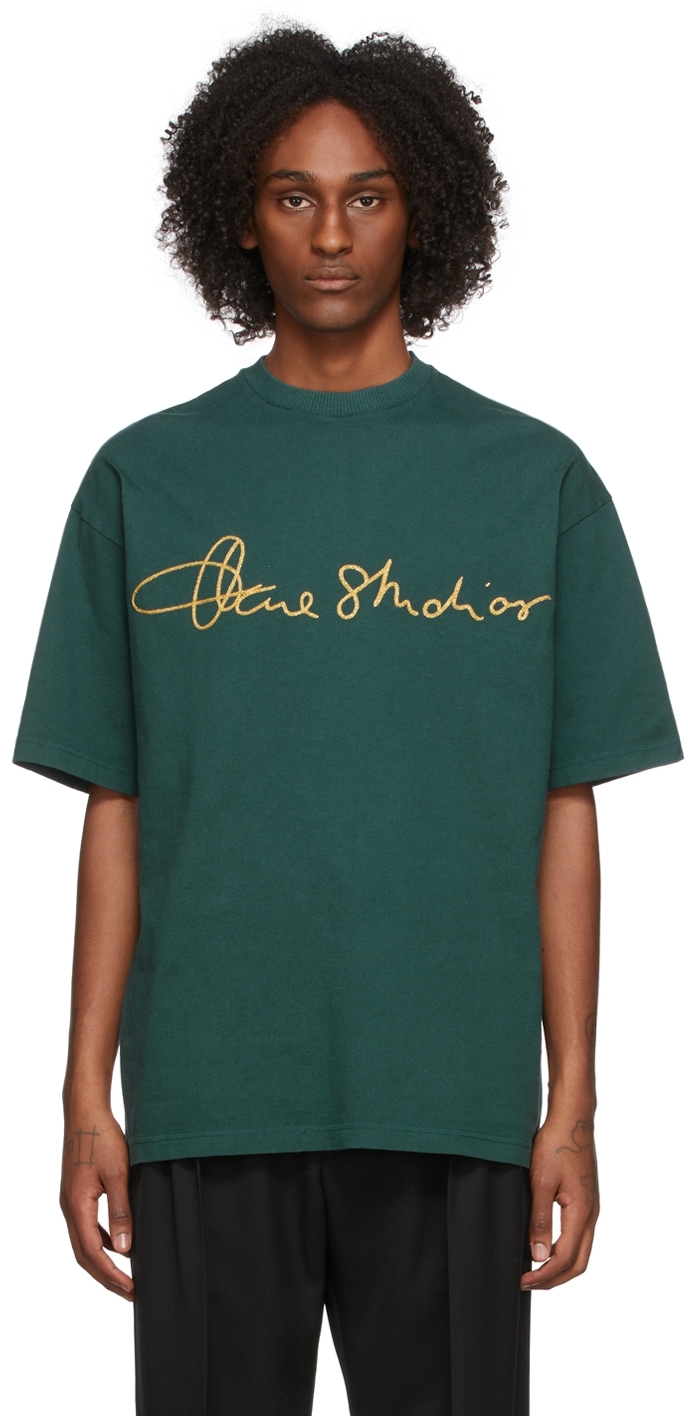 Acne Studios Green Cotton Logo T-Shirt