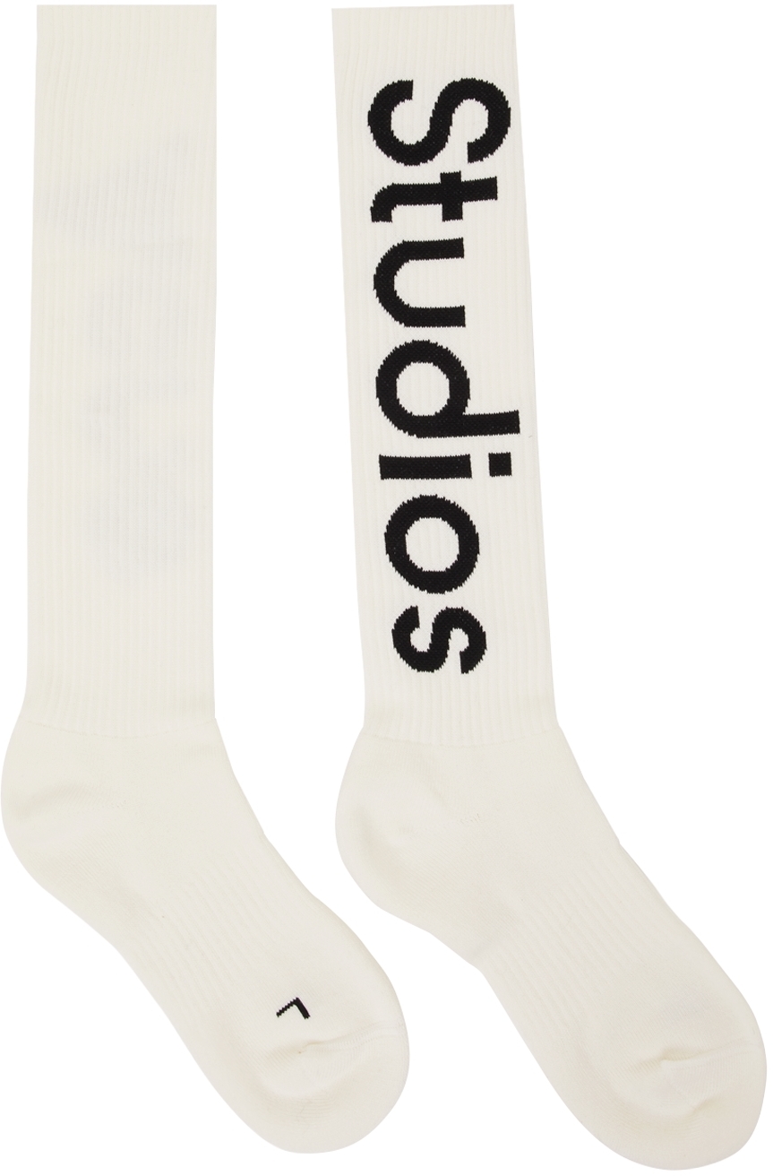 Acne Studios Of-White Logo Jacquard Socks