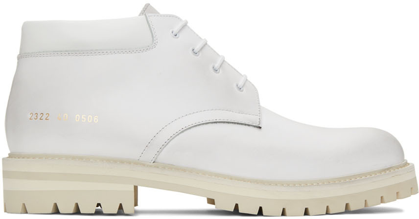 Common Projects White Combat Derby Lace-Up Boots