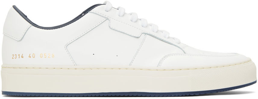 Common Projects White & Navy Tennis Low Sneakers