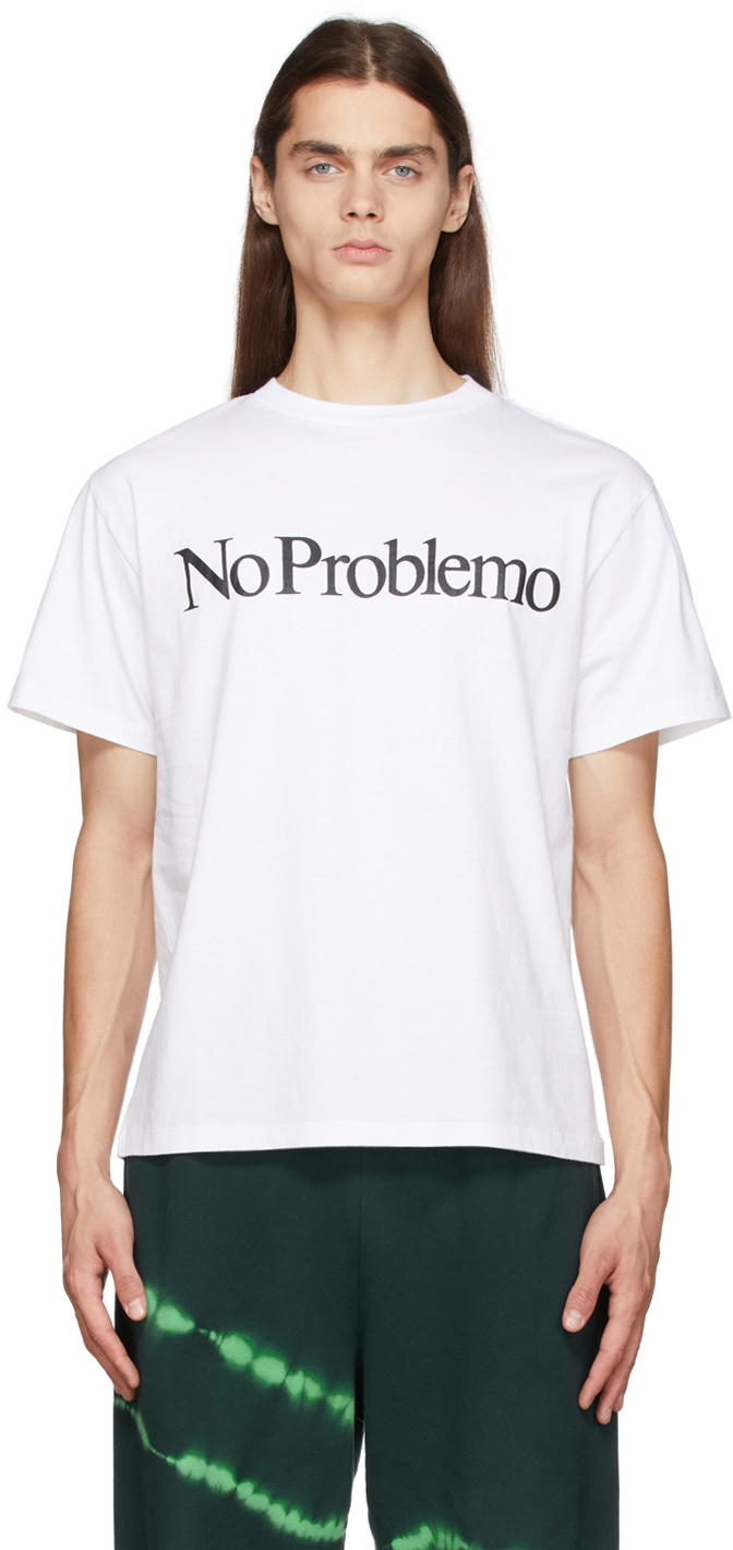 Aries: White 'No Problemo' T-Shirt | SSENSE