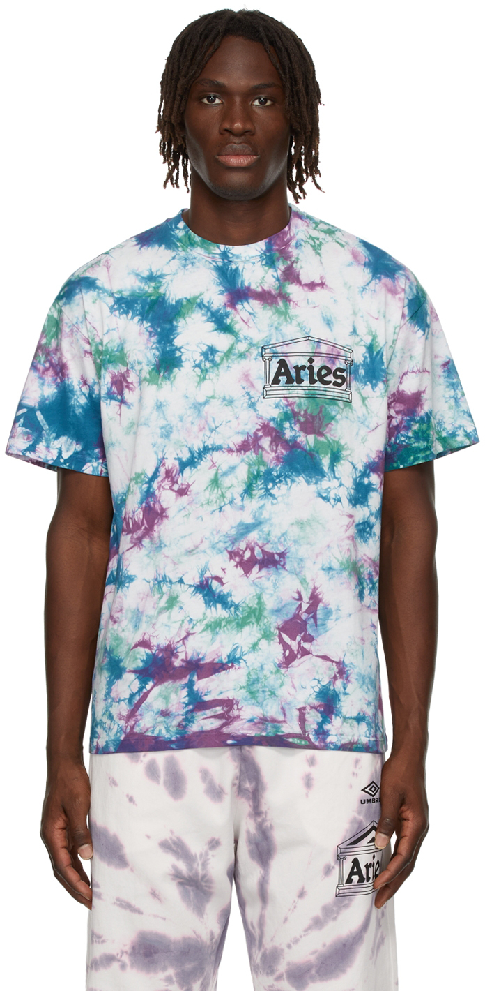 Multicolor Tie-Dye Temple T-Shirt by Aries on Sale