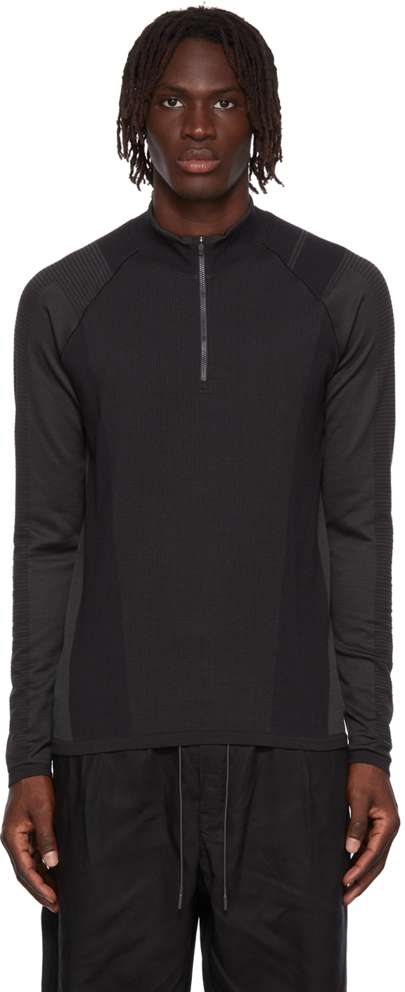 Y-3 Black Knit Base Layer Half-Zip T-Shirt