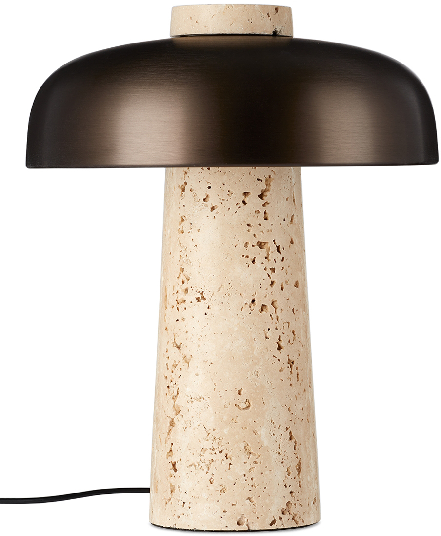 Menu Brown Reverse Table Lamp In Travertine / Bronzed