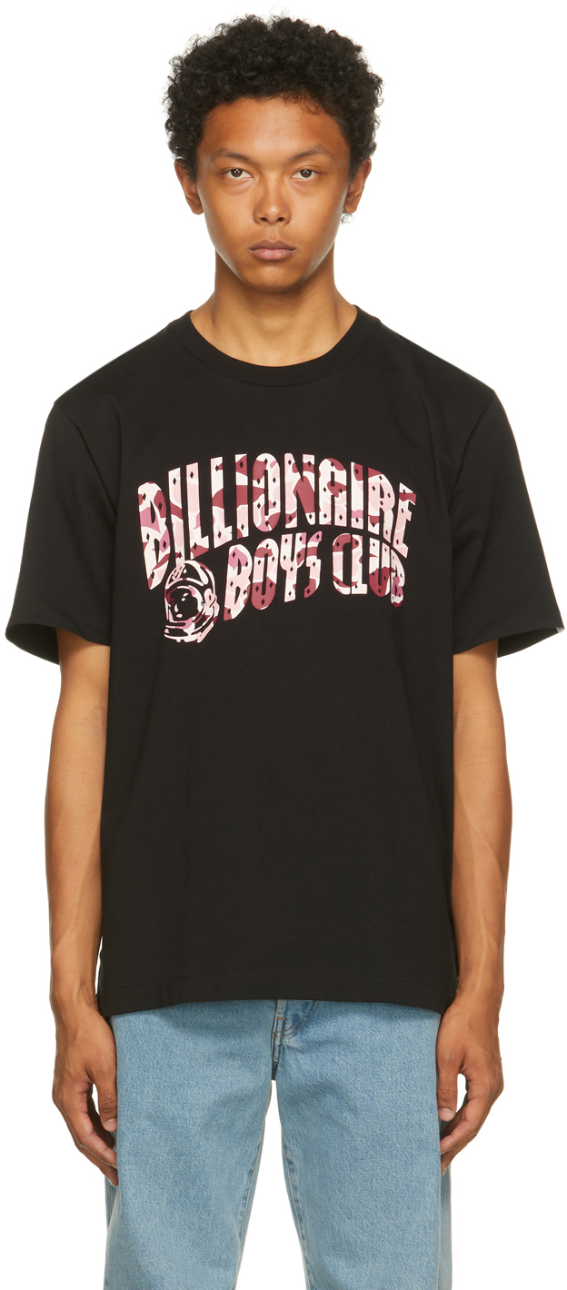 Billionaire Boys Club: Black & Pink Camo Arch Logo T-Shirt | SSENSE