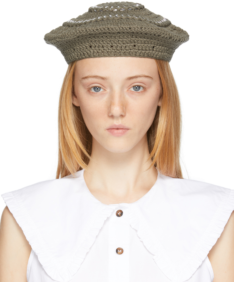 ganni crochet beret