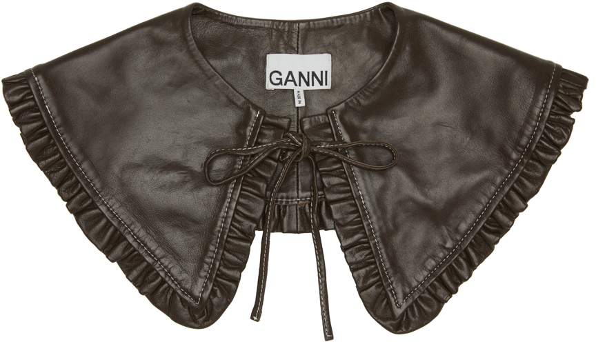 GANNI Brown Leather Detachable Collar | Smart Closet