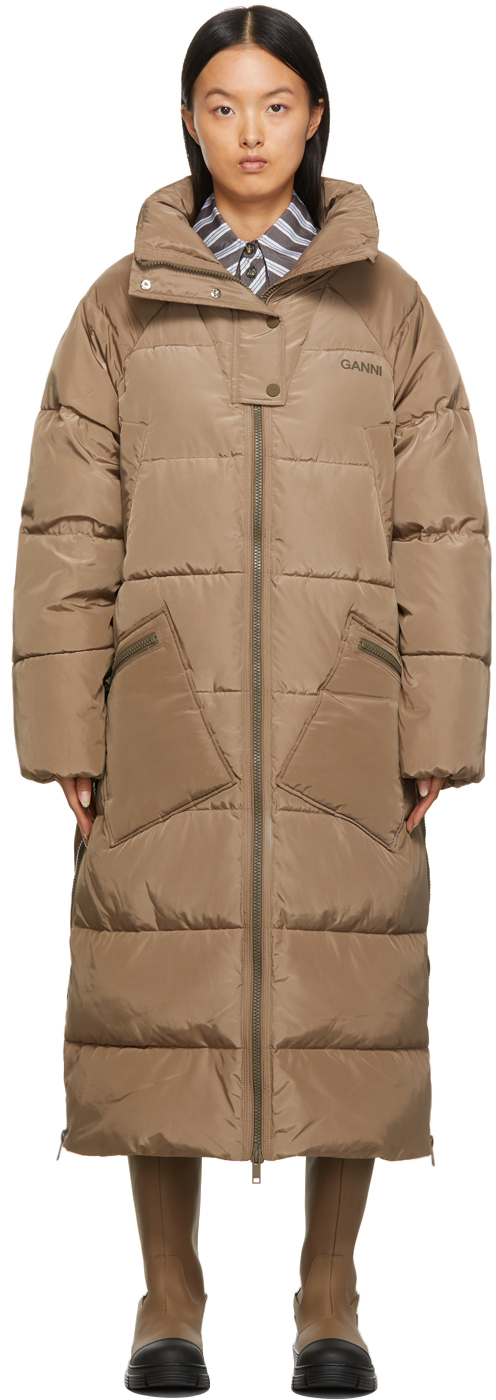 Oversized Down Jacket In Recycled Polyester In Fossil
