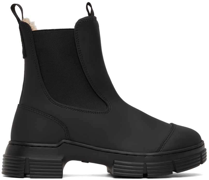 GANNI Black Recycled Rubber Chelsea Boots