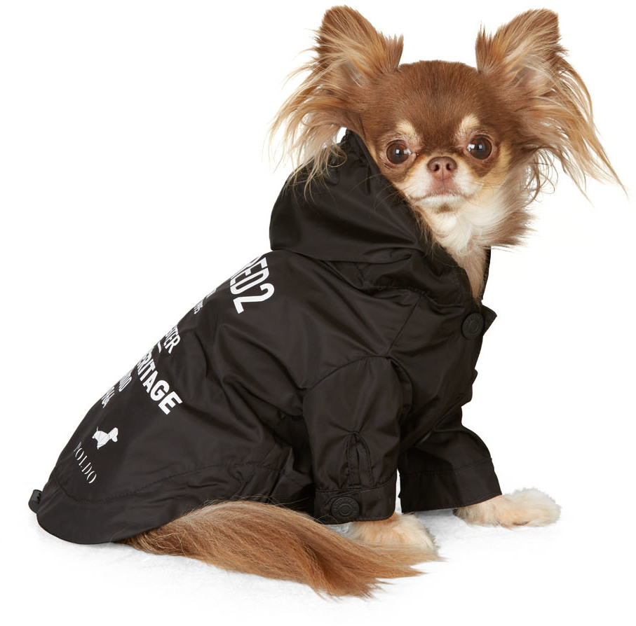 Dsquared2 Black Poldo Dog Couture Edition Hooded Raincoat In 2124 Nero