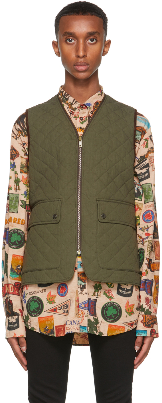 Dsquared2 Green Quilted Puffer Vest