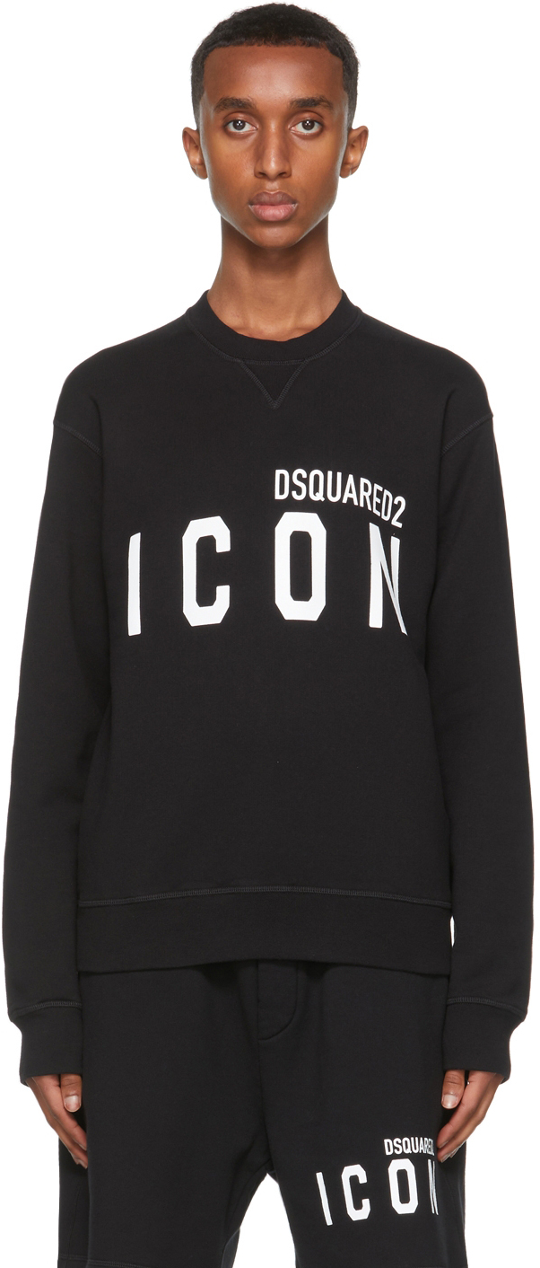 Dsquared2: ブラック & ホワイト Icon スウェットシャツ | SSENSE 日本